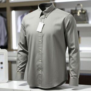 Munsingwear Mens Olive Green Long-Sleeve Button-Up Shirt Size L